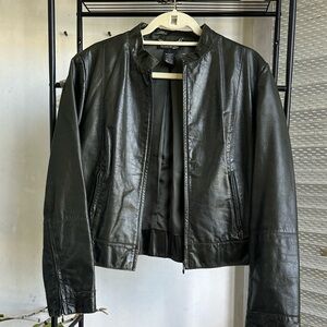 Kenneth Cole Olive Green Leather Zip-Front Jacket - Women